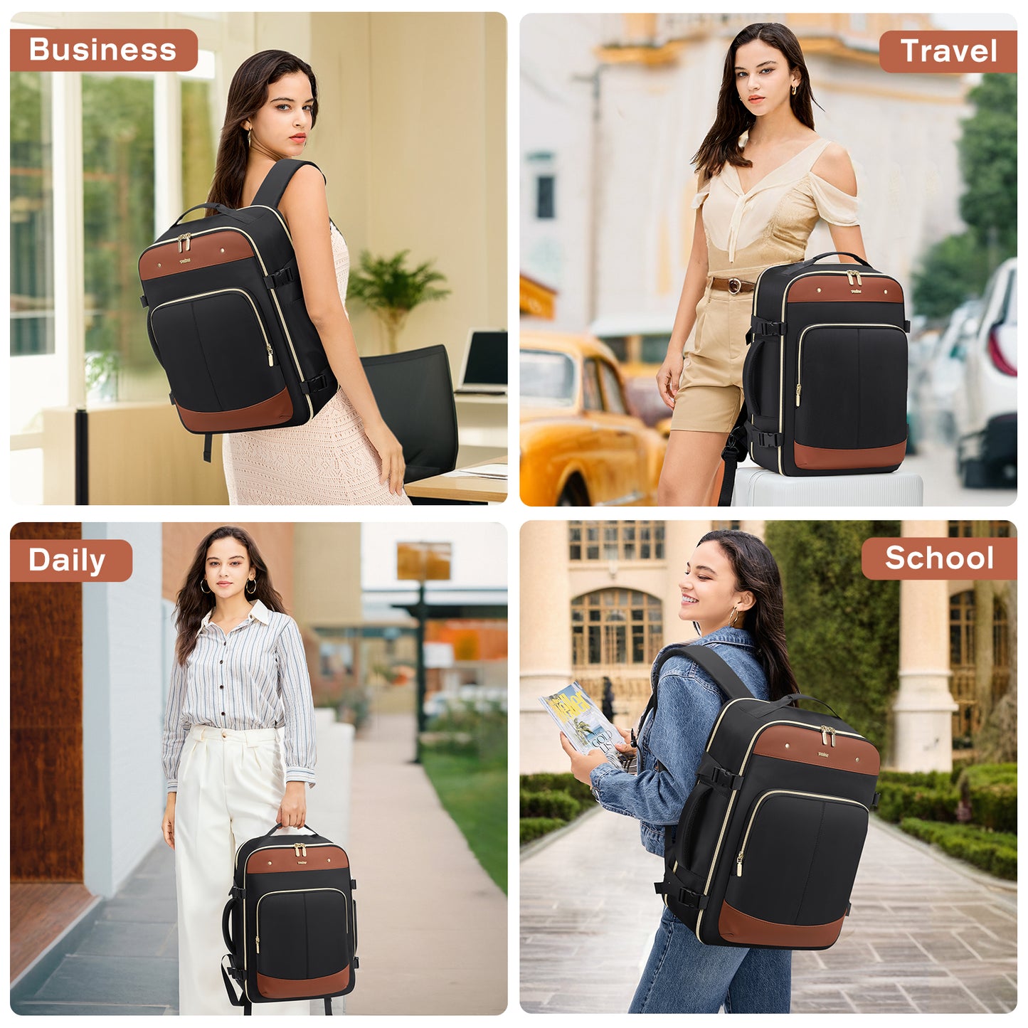 VNINE Travel Backpack for Women Men: 40L Large Carry on Backpack 17 Inch Laptop Backpack Flight Approved Business Work Bag Water Resistant Luggage Daypack Weekender Bag for College Hiking Overnight