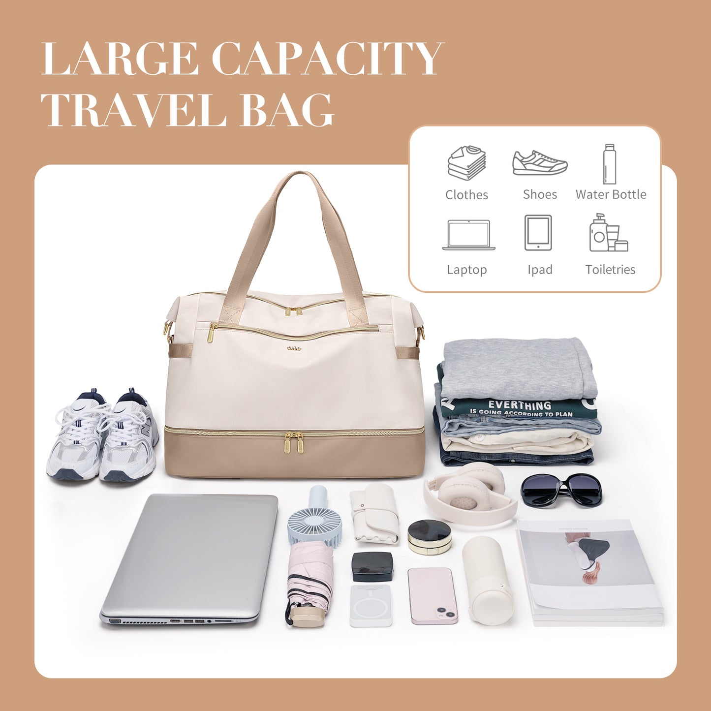 VNINE Travel Duffel Bags for Women: Weekender Bags with Shoe Compartment Carry on Overnight Bag with Toiletry Bag Gym Bag with Wet Pocket Personal Item Travel Bag Hospital Bag for Labor Delivery