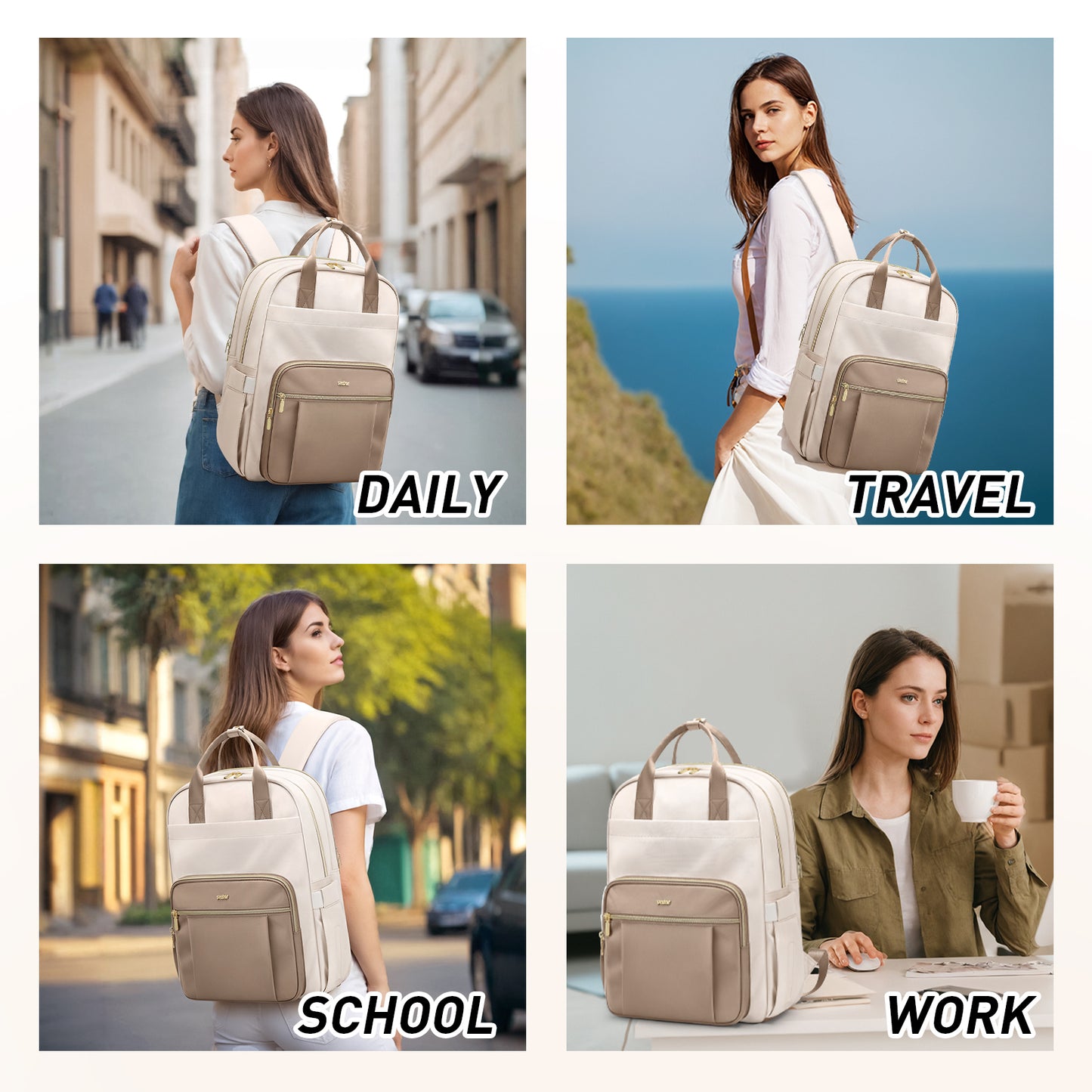 VNINE Laptop Backpack Women Work: Small Travel Backpacks 15.6 inch laptop Bookbag Large Waterproof Bags Lightweight Computer Purse Bag for Teacher Doctor Nurse Business College with Laptop Compartment