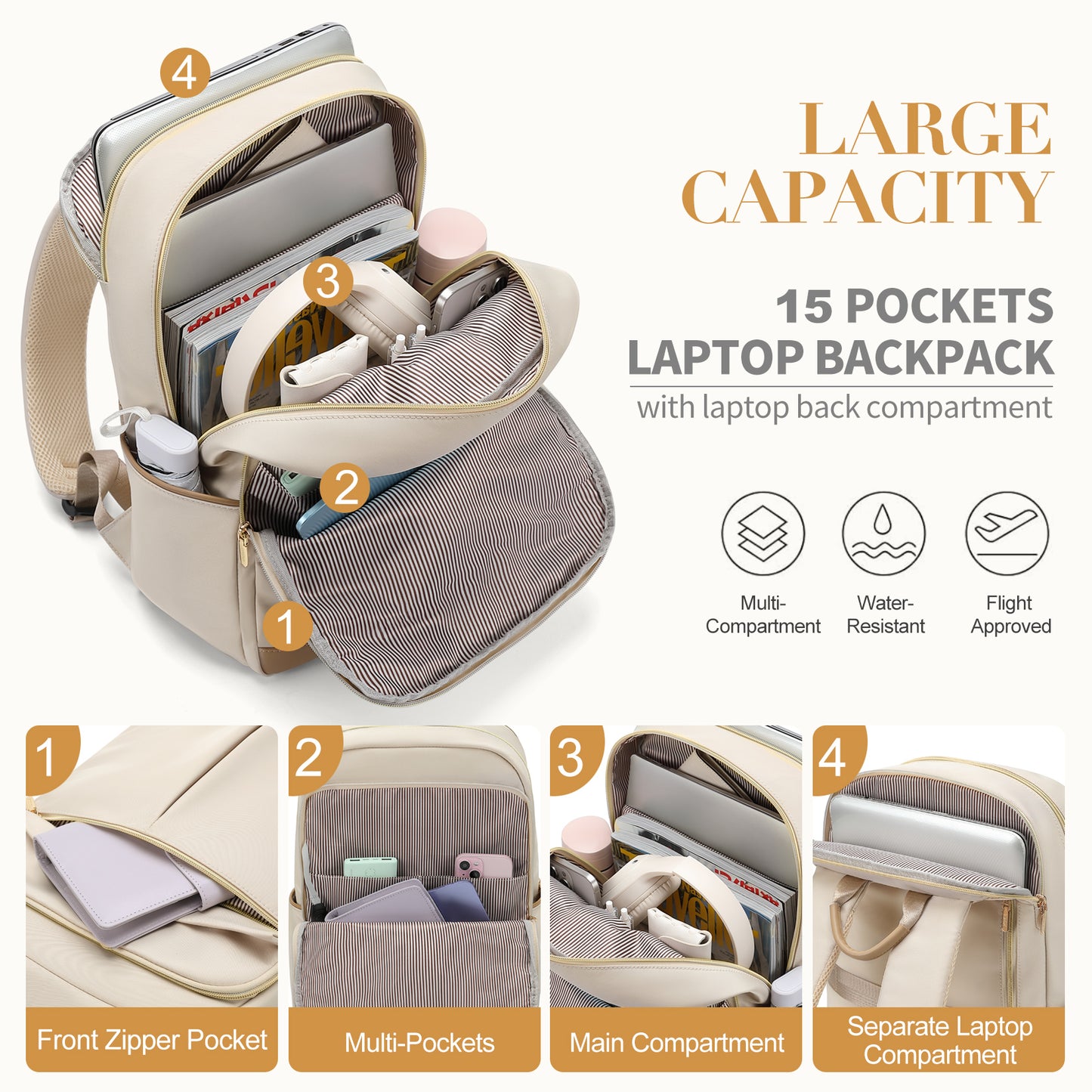 VNINE Laptop Backpack Purse for Women: 16 Inch Work Bag with Laptop Compartment Large Capacity Travel College Copmputer Backpack Water Resistant Teacher Nurse Business Bag Casual Daypacks