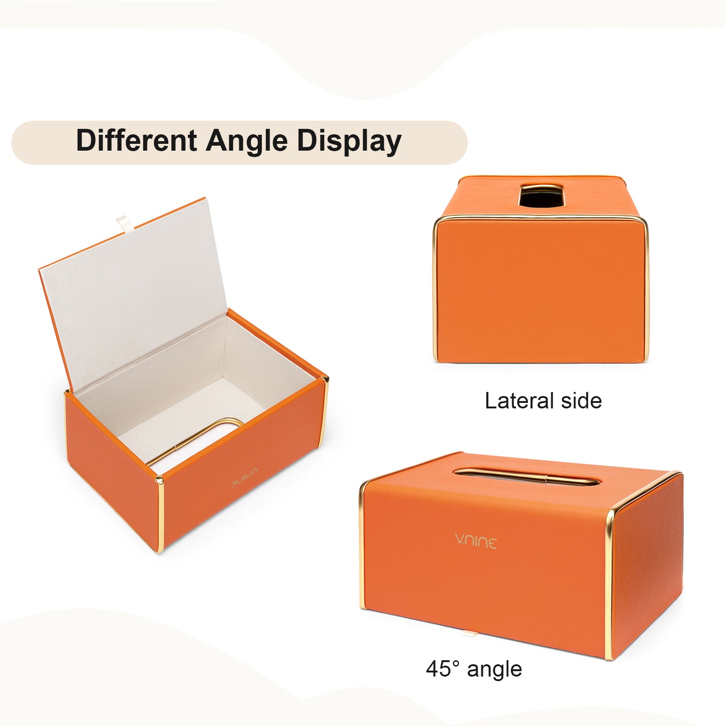 V.NINE Leather bags for merchandise packaging Cover - Stylish Cube Tissue Packaging Holder Orange PU Tissue Box