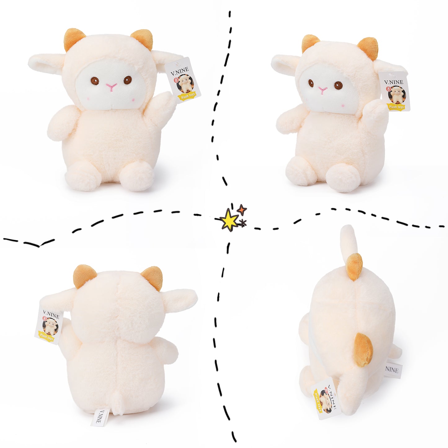 V.NINE Plush Toys Soft Huggable Stuffed Animal Cute Plush Toy for Toddler Boys and Girls, Gift for Kids