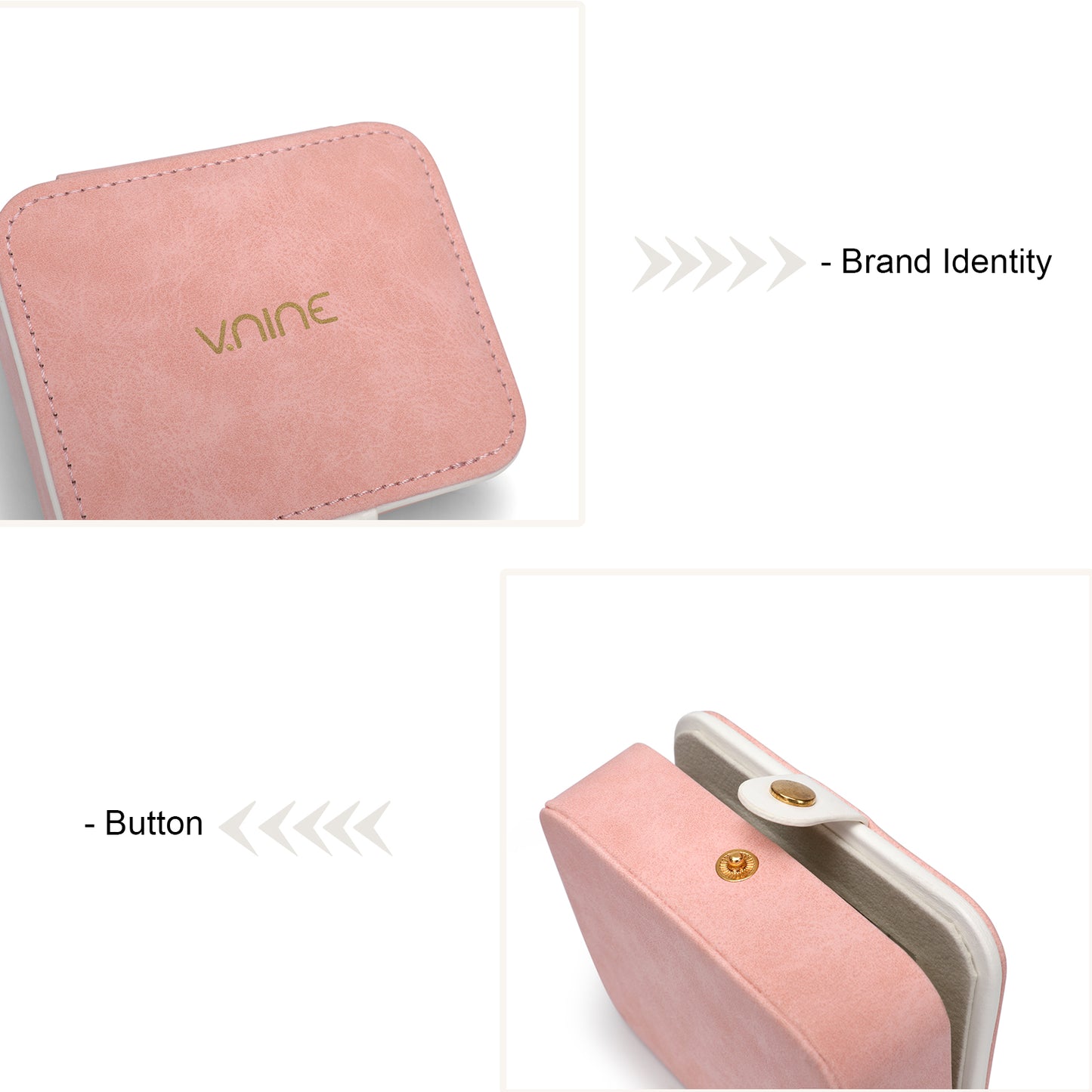 V.NINE Pink Vanity cases  not fitted Vanity Cases Travel Makeup Bag Cosmetic Makeup Box Organizer for Women Beauty Tools Accessories Case