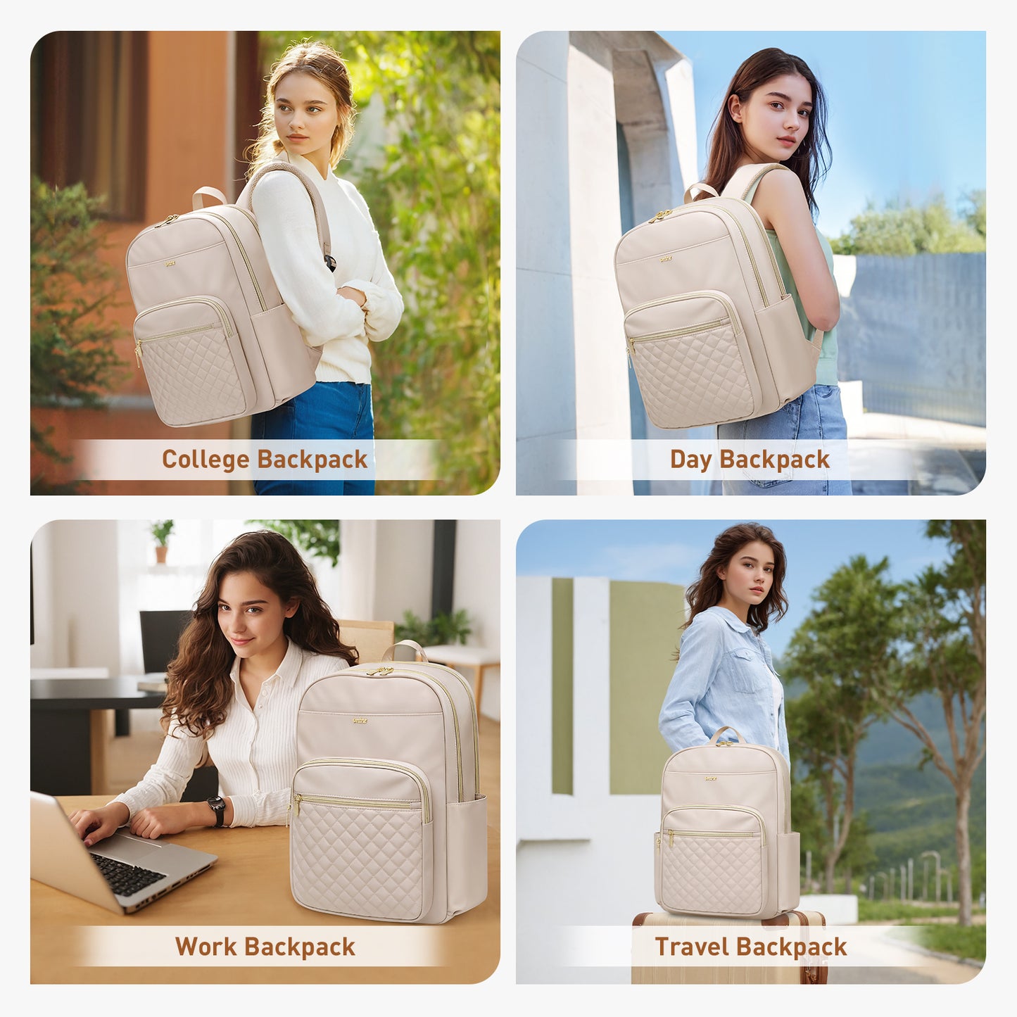 VNINE Laptop Backpack Work Bag: Fits 16 inch with Laptop Compartment Large Capacity Travel Backpack for Women Water Resistant Computer Backpack for College Teacher Nurse Business Casual Daypack