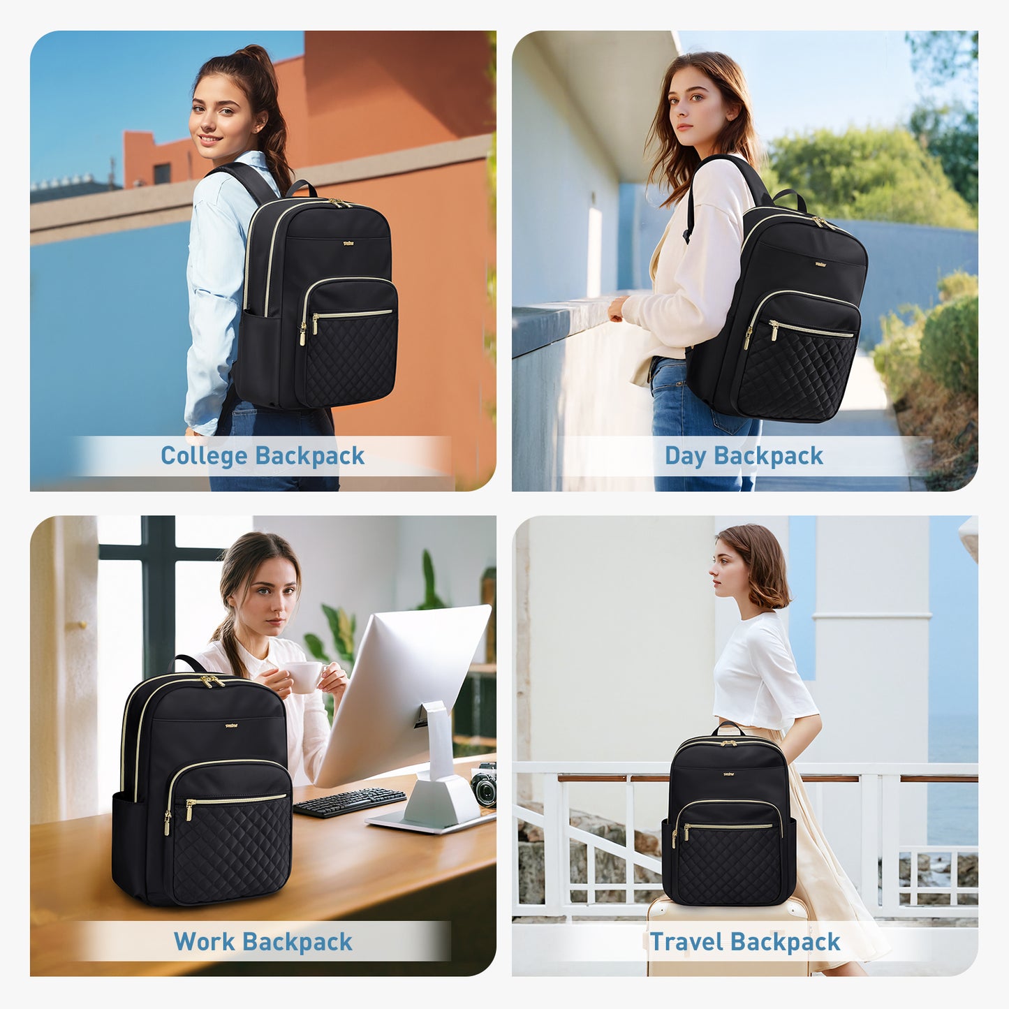 VNINE Laptop Backpack Work Bag: Fits 16 inch with Laptop Compartment Large Capacity Travel Backpack for Women Water Resistant Computer Backpack for College Teacher Nurse Business Casual Daypack