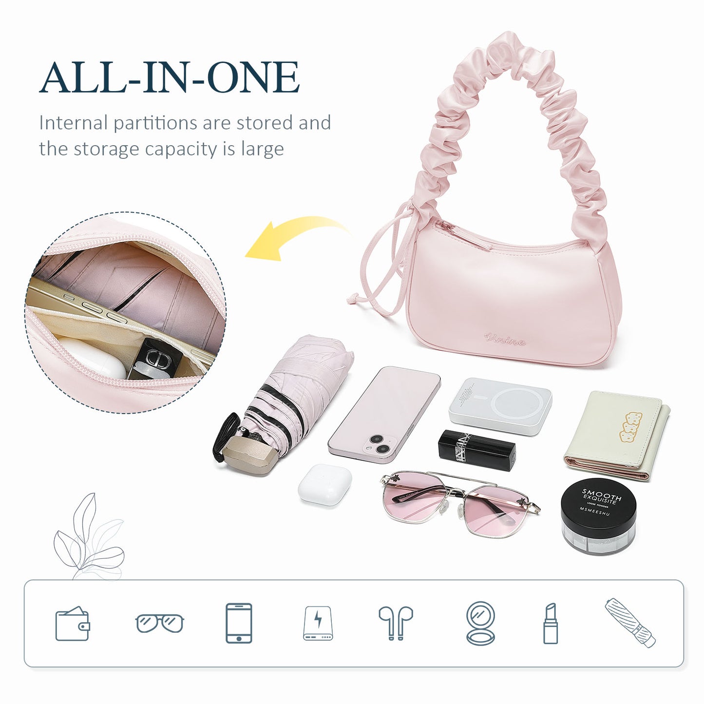 V.NINE Handbags Makeup Bag Cosmetic Bag for Women  Fashion Crossbody Bag Shoulder bag