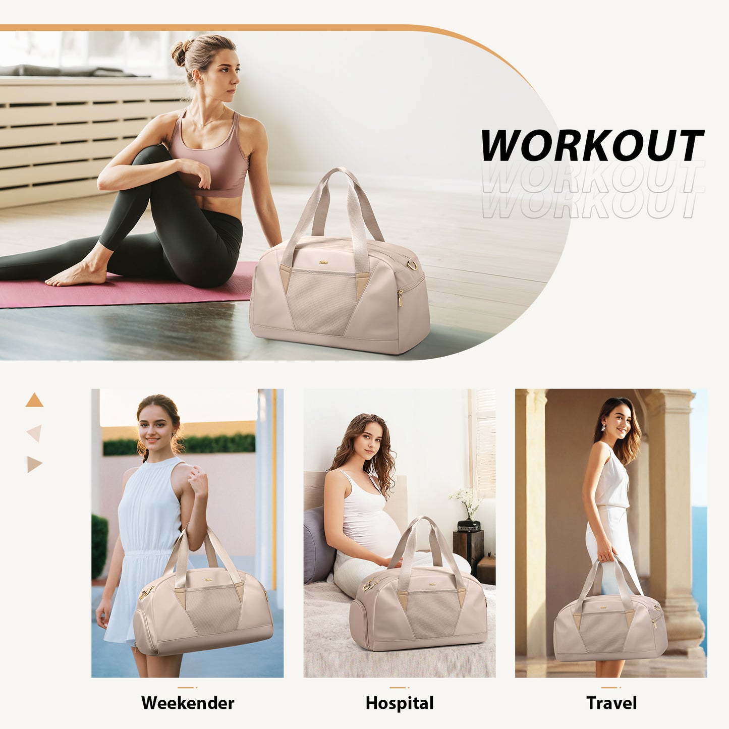 VNINE Gym Bag for Women Men: Travel Duffle Bags with Shoes Compartment Carry On Weekender Bag Airlines Approved Duffel Bag with Wet Pocket Water Resistant Overnight Sports Workout Hospital Dance Bag