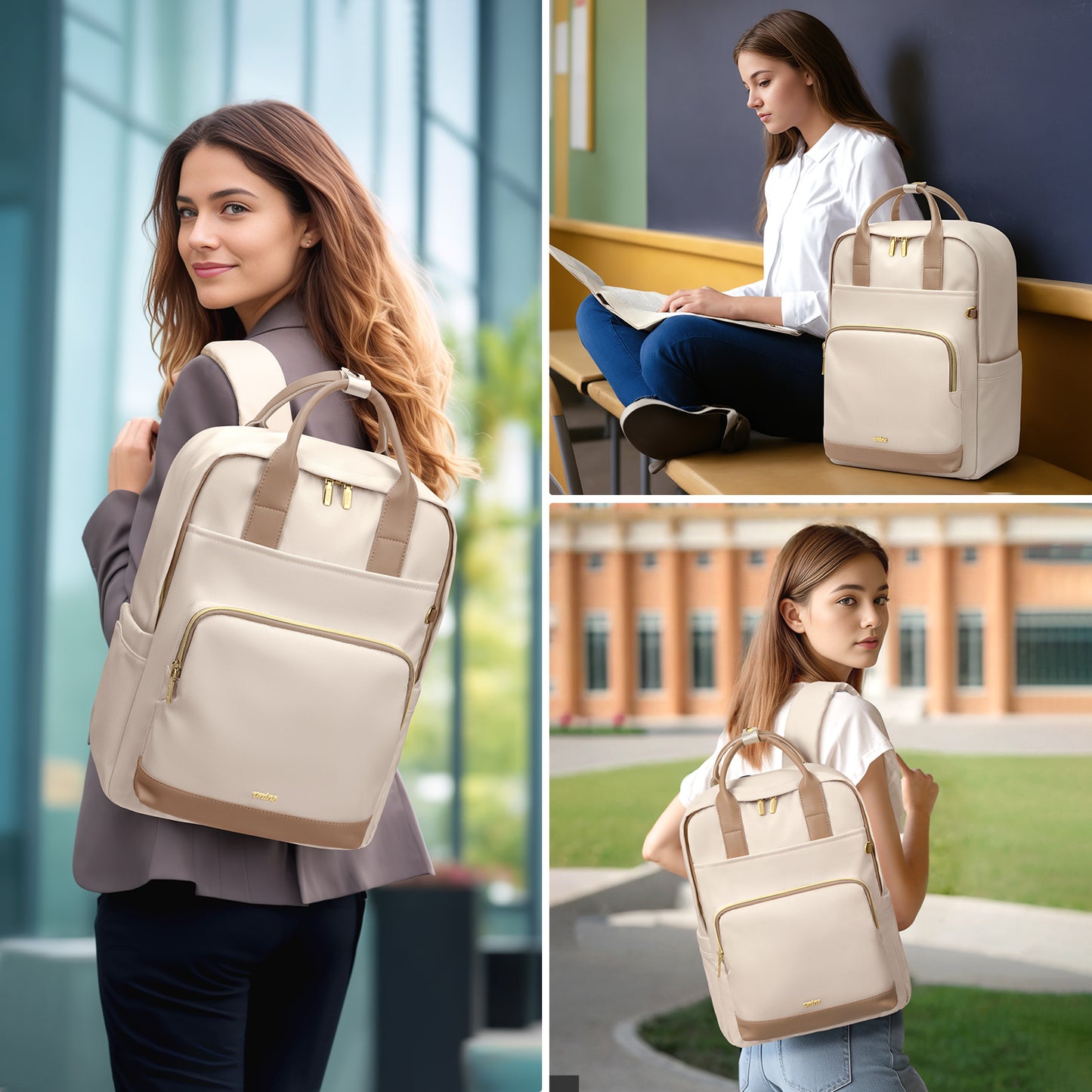 VNINE Laptop Backpack for Women Work: 15.6 Inch Computer Backpacks Purse Large Capacity Carry on Bookbag Waterproof Lightweight Daypack Bag for College Nurse Teacher Travel Black